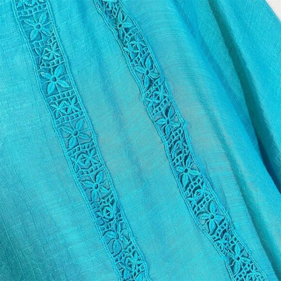 Per Se Women's Beachy Lightweight Blouse Turquoise Size 1X Long Sleeve - Picture 6 of 6